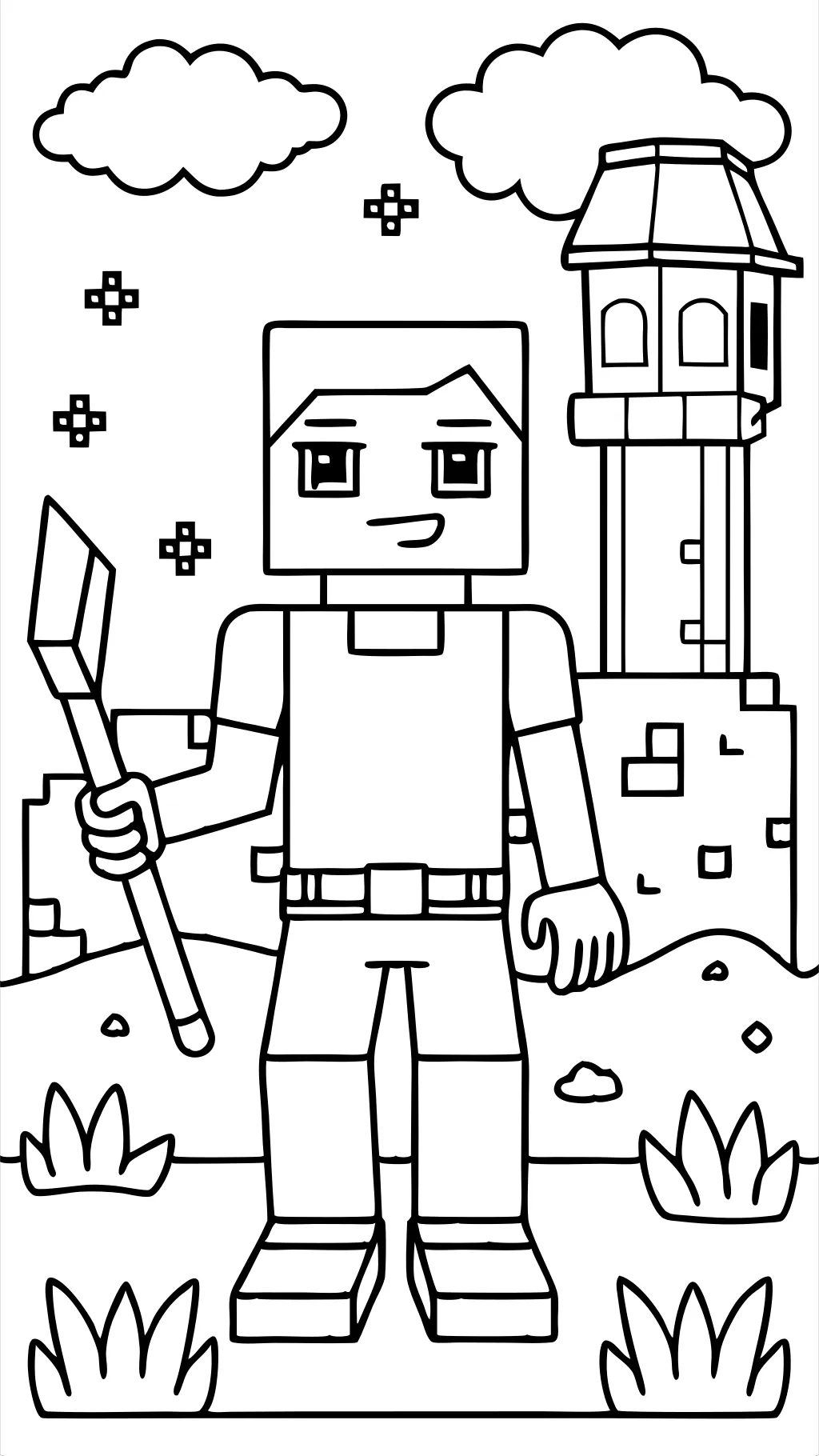 steve minecraft coloring pages